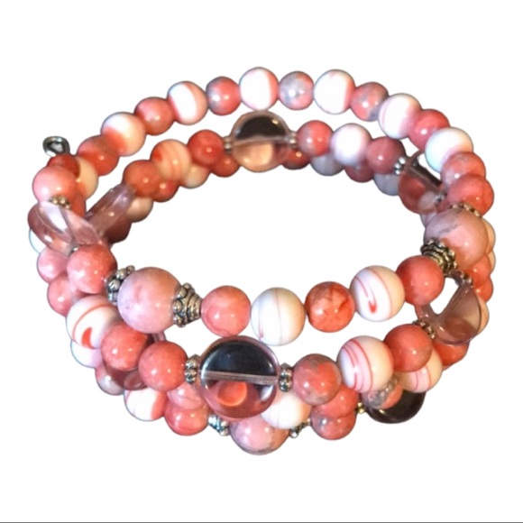 Hand Crafted Jewelry - HP⭐️  Pink CZech glass & howlite bracelet